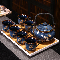 窑变提梁壶功夫茶具套装陶瓷泡茶壶中式大号客厅家用简约茶杯茶盘