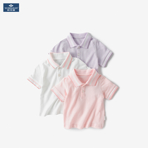 俞兆林儿童t恤女童短袖2022新款夏装潮中童薄款打底衫纯色POLO衫