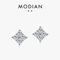 MODIAN摩典莫桑钻耳钉女S925纯银镶钻超闪高级感优雅气质花朵耳饰