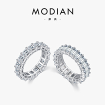 MODIAN摩典925纯银轻奢璀璨锆石排钻戒指女ins高级感满钻食指指环