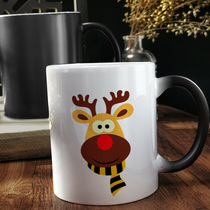 圣诞节圣诞礼物圣诞小鹿情侣学生茶杯牛奶陶瓷变色杯马克杯定制