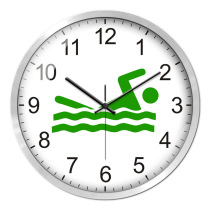 游泳图挂钟游泳池创意装饰时钟运动体育场墙上挂表电池石英钟表