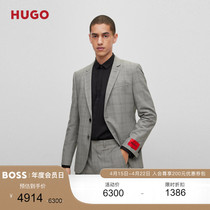 【西服两件套】HUGO BOSS男士格纹弹力面料休闲商务修身西装套装