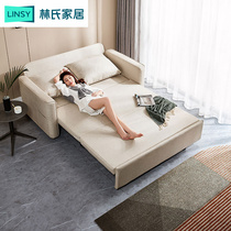 林氏家居单人储物科技布艺沙发床客厅小户型坐卧两用折叠床LS210