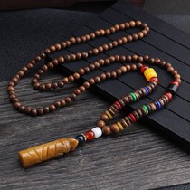 西藏特色工艺品民族风项链女复古云南藏族装饰品木质吊坠男毛衣链