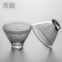 日式锤纹玻璃品茗杯水晶透明耐热茶杯功夫茶具个人酒杯小茶杯斗笠