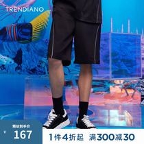 TRENDIANO潮牌2022年夏季新款时尚简约黑色短裤男休闲直筒五分裤