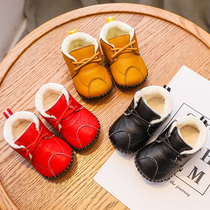 茵豆婴儿鞋秋冬0-1岁6个月3男宝宝学步鞋软底不掉幼儿加绒棉鞋女7