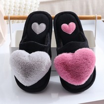 棉拖冬季室内韩版家居家棉拖鞋女心形厚底保暖防滑月子拖鞋冬