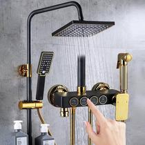 工程淋浴花洒套装全铜家用卫浴室洗澡喷头卫生间枪灰智能增压喷头