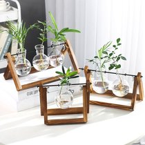 创意木架水培绿萝玻璃容器办公室内桌面绿植现代摆件小清新装饰品