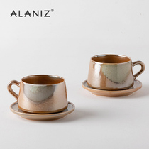 alaniz南兹柴烧冰裂复古咖啡杯碟套装日式陶瓷马克杯咖啡杯喝茶杯