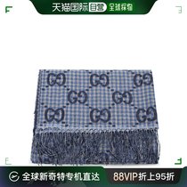 【99新未使用】香港直邮Gucci 古驰 男士 蓝色羊毛围巾 7656224G2