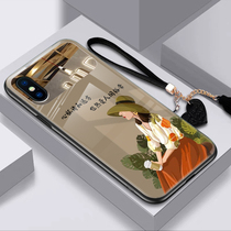新款苹果x手机壳诗和远方镜面玻璃超薄防摔苹果xr保护套女款时尚苹果xs带镜子苹果xsmax网红iphone外壳