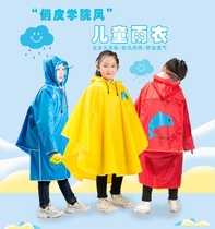儿童斗篷雨衣小学生男女童幼儿园宝宝带书包位红色防暴雨防水雨披