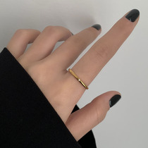 抖音小方戒戒指女钛钢不掉色网红设计感轻奢小众精致素圈方形指环