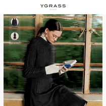 VGRASS绵羊毛针织连衣裙罩衫两件套冬季新款初春舒适搭配套装