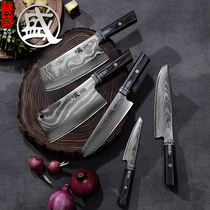 日本三本盛进口大马士革钢家用菜刀套装厨房刀具组合全套菜刀菜板