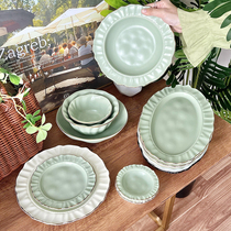 特别好看的陶瓷金边碗碟套装北欧风家用饭碗盘子高级感轻奢餐具