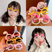 儿童眼镜框女童可爱卡通太阳镜女孩拍照装饰镜框宝宝防紫外线墨镜