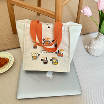 轻帆手提包女大容量少女心学生饭盒便当袋可爱卡通日式帆布包