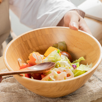 日式大号竹碗儿童饭碗天然无漆调中药面膜碗木盆的和面木碗沙拉碗