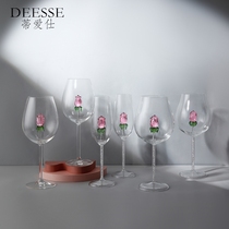 DEESSE玫瑰花香槟杯红酒杯设计师原创手工艺术酒杯家用水晶高脚杯