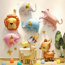 ins动物主题铝膜气球宝宝儿童生日快乐派对道具背景墙装饰布置品