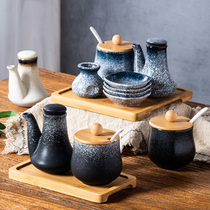 日式调料瓶陶瓷调味罐家用调料盒套装厨房油盐罐子辣椒油罐四件套