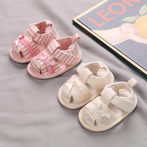 婴儿鞋子夏季女宝宝凉鞋软底布鞋步前防滑不掉鞋0-1岁6-8-12个月