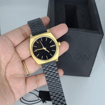 正品代购Nixon尼克松男女手表时尚方形简约黑金钢带中性石英腕表