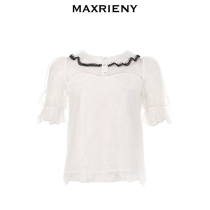 【奥莱】MAXRIENY夏甜美减龄蕾丝衫白色上衣女式小衫洋气雪纺上衣