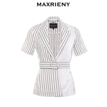 【奥莱】MAXRIENY夏季条纹短款外套女士设计感小众修身小西装英伦