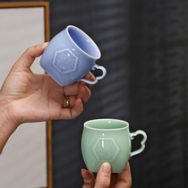 陶瓷中式复古水杯功夫茶杯花茶杯小号杯子家用待客带把茶杯牛奶杯