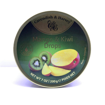 Mango kiwi Drops德国零食嘉云芒果猕猴桃味硬质水果糖果铁盒200g