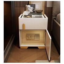 智能床头柜简约现代实木隐形保险箱一体钢化玻璃多功能带灯无线充