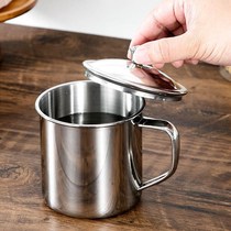 不锈钢水杯子带把缸子喝水杯简约带盖茶缸不锈钢大号怀旧加厚