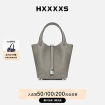 HXXXXS菜篮子女包恶搞头层牛皮大容量手提包水桶包小众设计2023