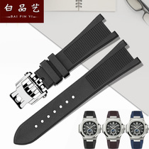 橡胶手表带代用百达翡丽鹦鹉螺5711 5712G凹口硅胶表带蝴蝶扣黑色
