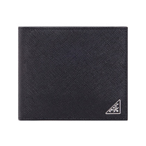 PRADA/普拉达 皮革黑色经典三角logo男士钱包手拿包