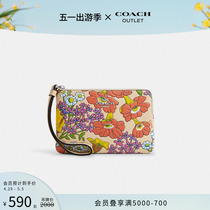 【新品】COACH/蔻驰奥莱女士花卉印花角拉链腕包手拿包小号设计感