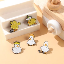外贸新款合金动物系列胸针创意卡通王冠鸭子造型烤漆徽章现货