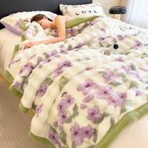 加厚兔毛绒毛毯冬季办公室空调沙发盖毯牛奶珊瑚绒床上午睡小毯子
