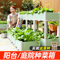 绿色种菜专用箱阳台蔬菜种植箱室外楼顶塑料花盆长方形家庭神器