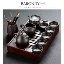 紫砂功夫茶具套装家用轻奢高档小套陶瓷喝茶杯泡茶壶盖碗茶盘全套