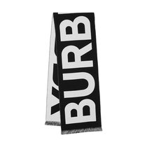 BURBERRY/博柏利 经典款 男女同款黑色纯羊毛徽标提花围巾