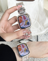 夏天透明小冰块树脂适用iwatch8/9苹果表带applewatch765代SE冰川