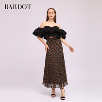 Bardot2021春季新品印花雪纺百褶裙褶皱显瘦中长款半身裙56111SB1