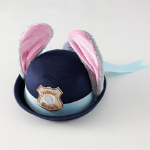 兔子警官头饰疯狂动物城头饰儿童耳朵帽子发夹可爱甜美兔发箍