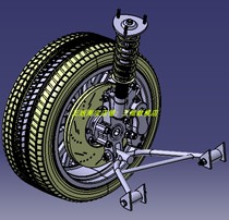 电动汽车轿车轮辋麦弗逊悬架悬挂总成制动盘减震器3D三维几何模型